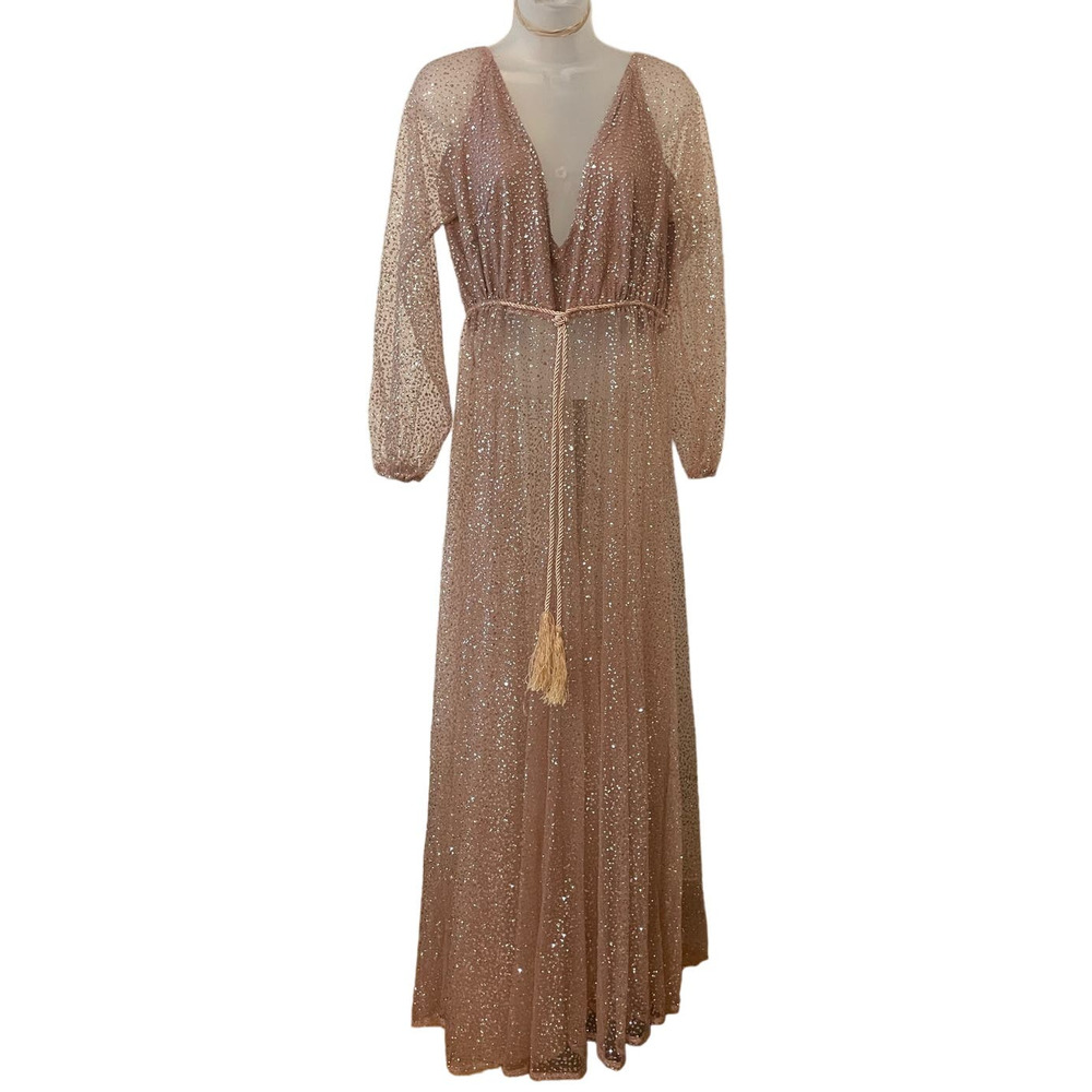 Newt JAUS Womens Size XL Rose Gold Lucky Star Glitter Dress